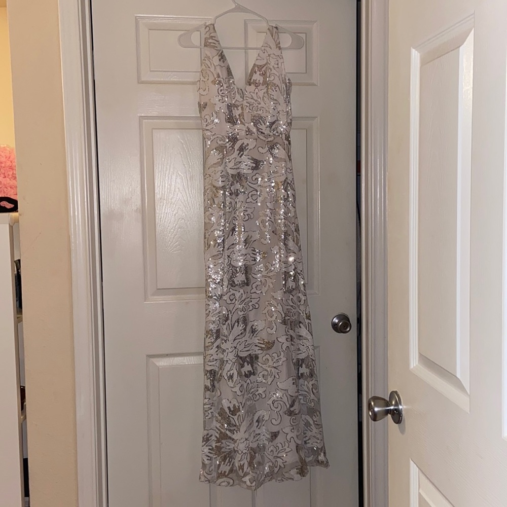 White and silver formal dress from crystal doll.